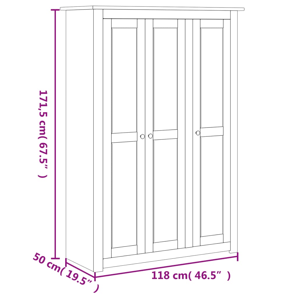 Kledingkast Panama Range 118x50x171,5 cm grenenhout