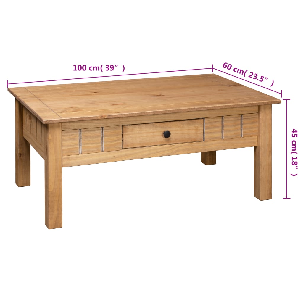 Table basse Gamme Panama 100x60x45 cm bois de pin massif