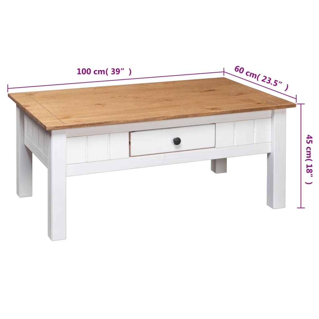 Table basse Gamme Panama 100x60x45 cm bois de pin massif