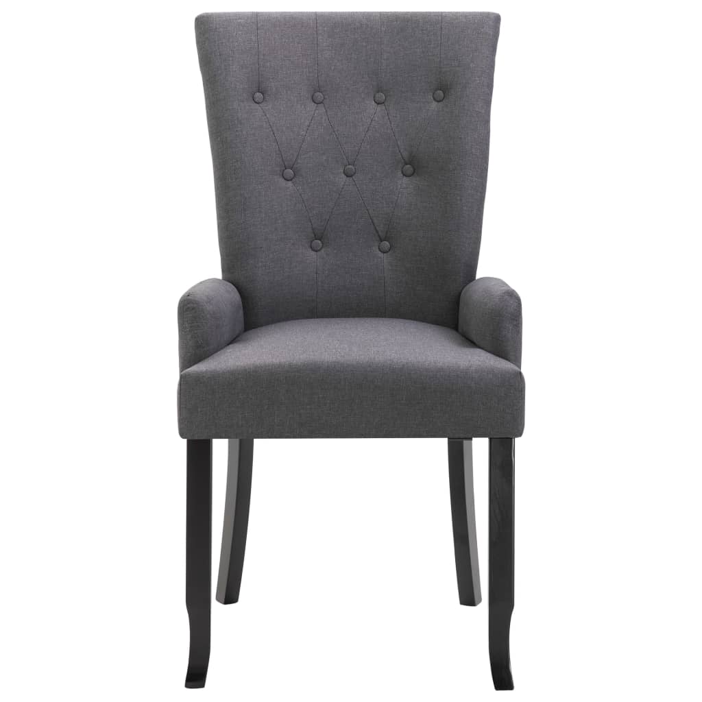 Chaise de salle à manger avec accoudoirs tissu gris foncé