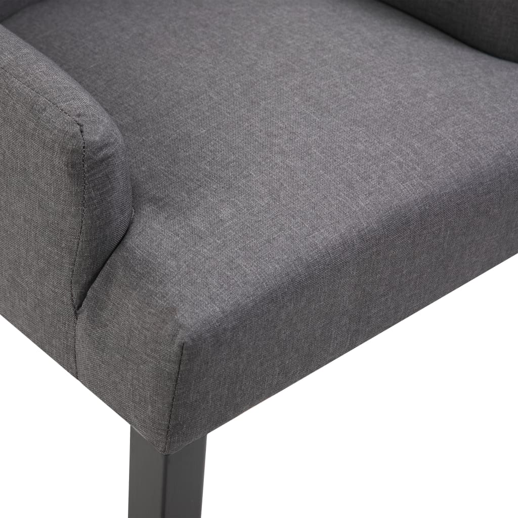 Chaise de salle à manger avec accoudoirs tissu gris foncé