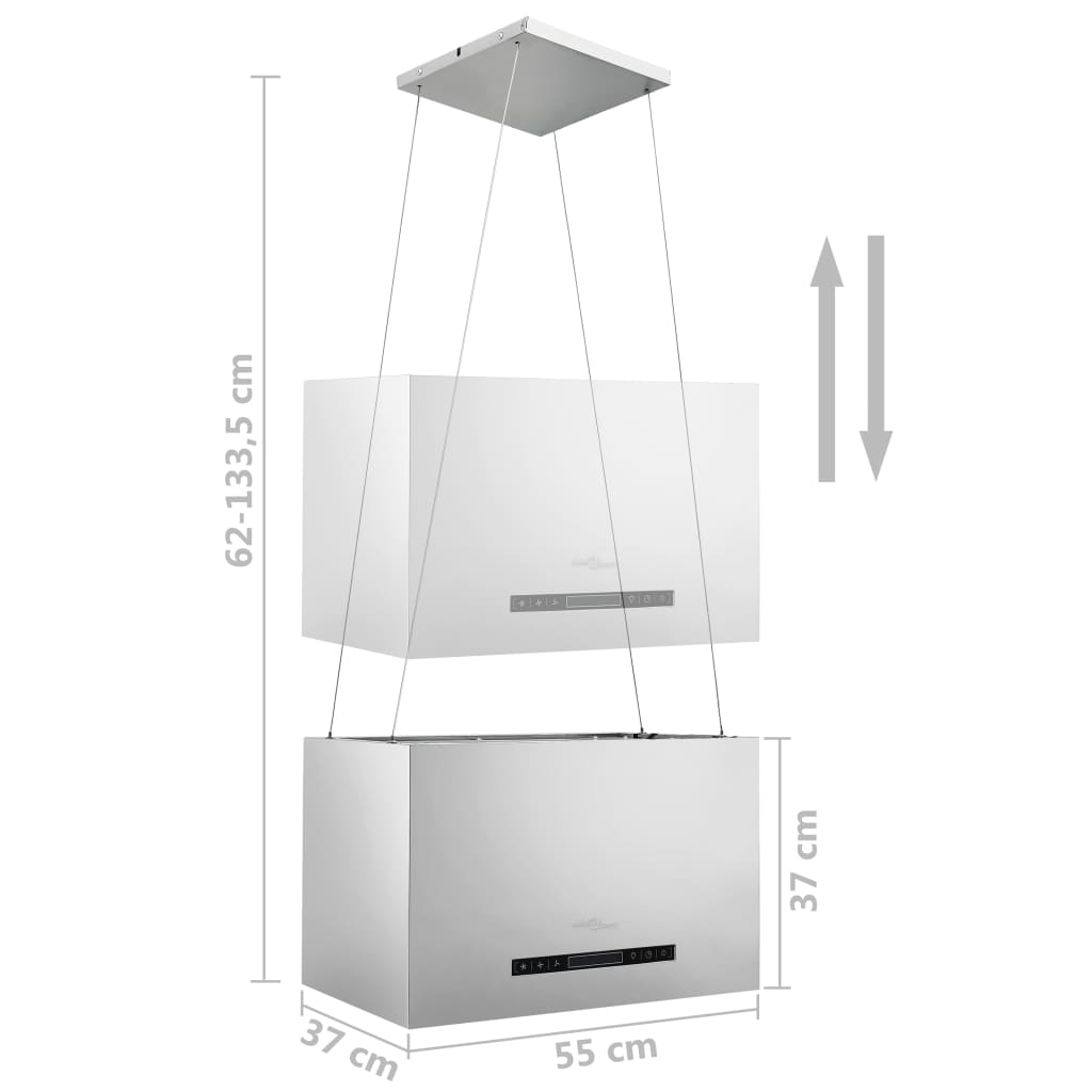 Hotte aspirante suspendue avec capteur tactile LCD 55 cm en acier