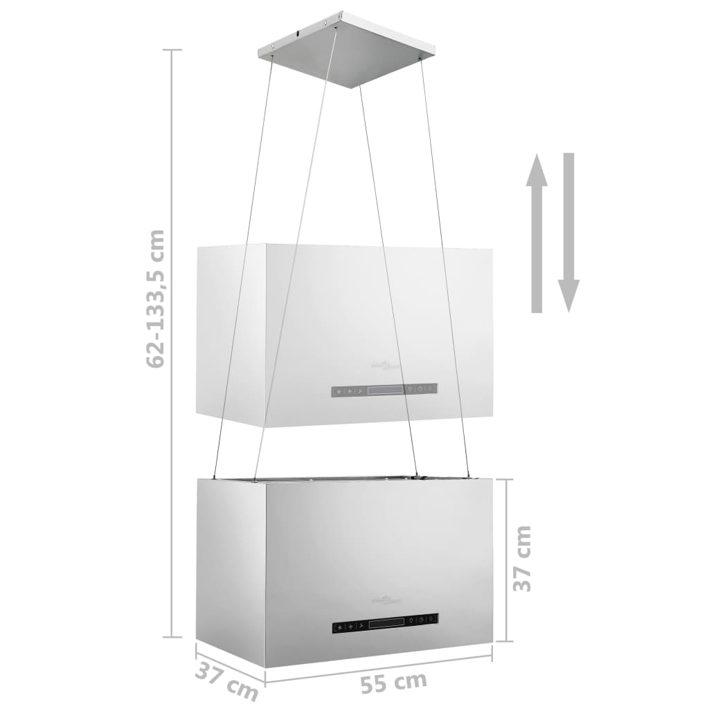 Afzuigkap hangend met aanraaksensor LCD 37 cm roestvrij staal