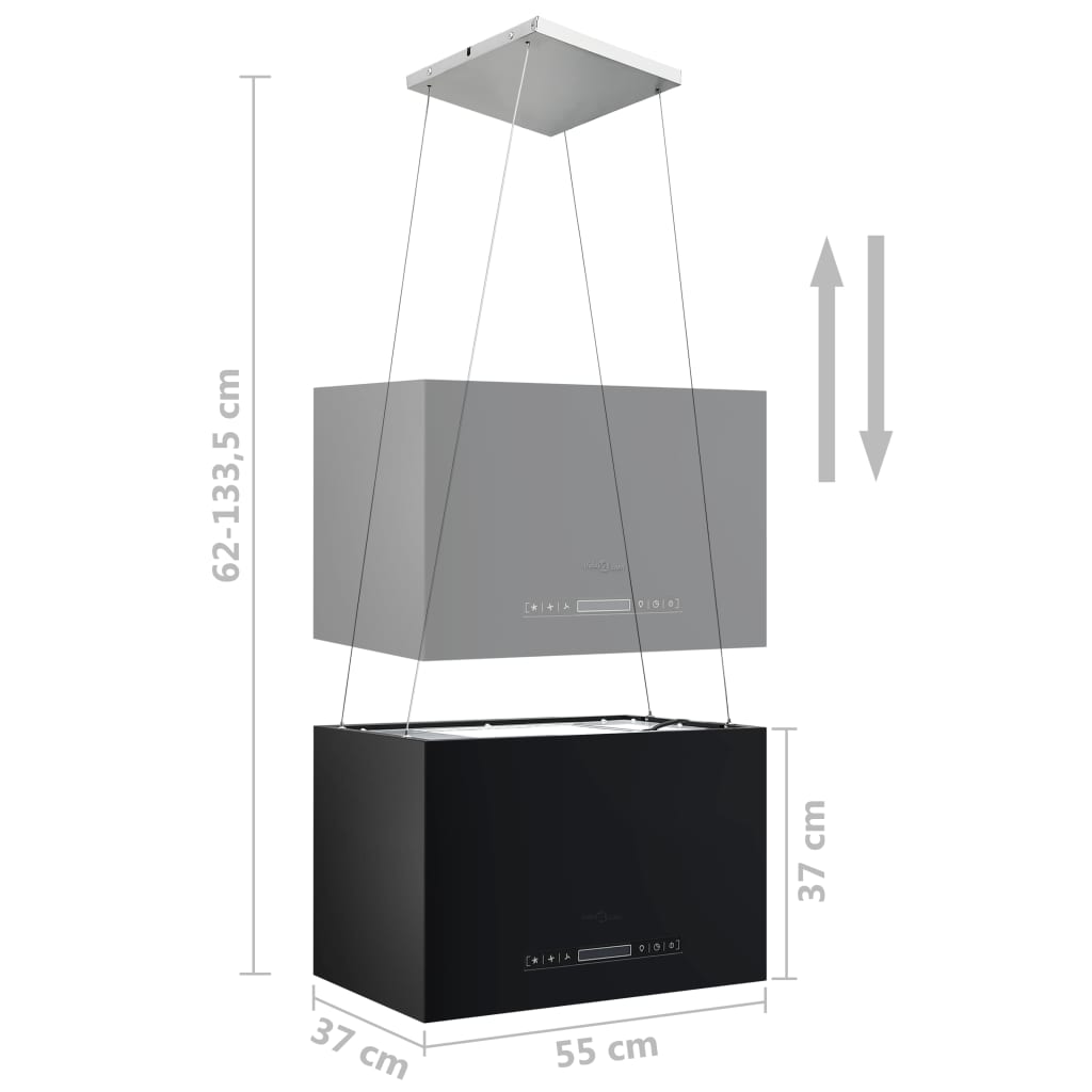 Hotte aspirante suspendue avec capteur tactile LCD 55 cm en acier