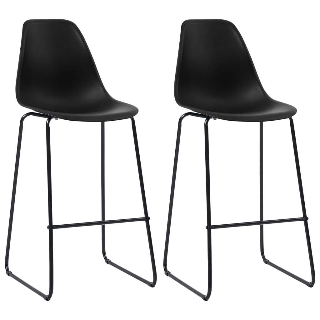 Chaises de bar 2 pcs plastique noir