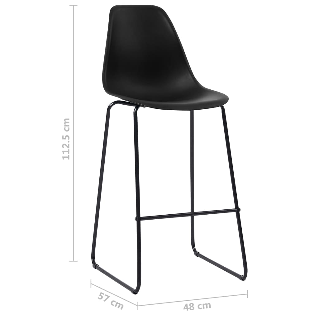 Chaises de bar 2 pcs plastique noir