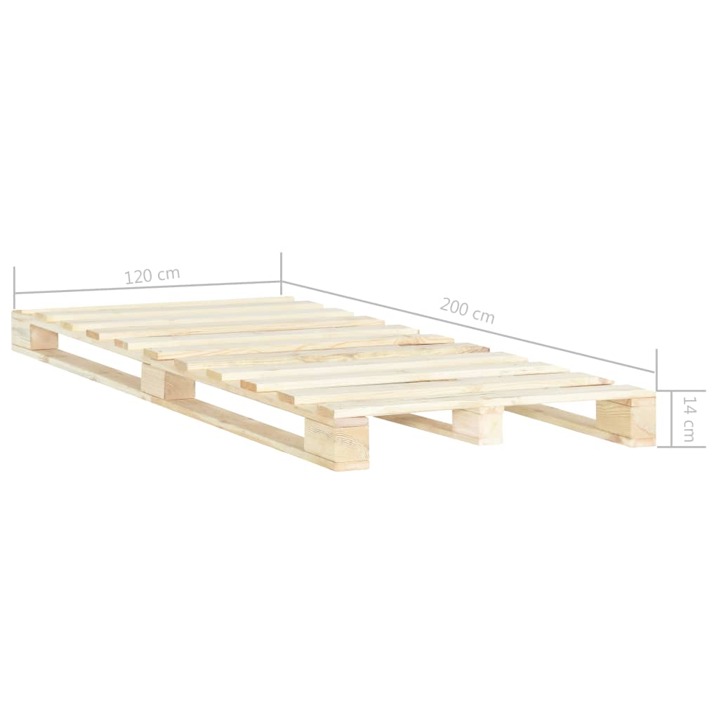 Bedframe pallet massief grenenhout 200x200 cm