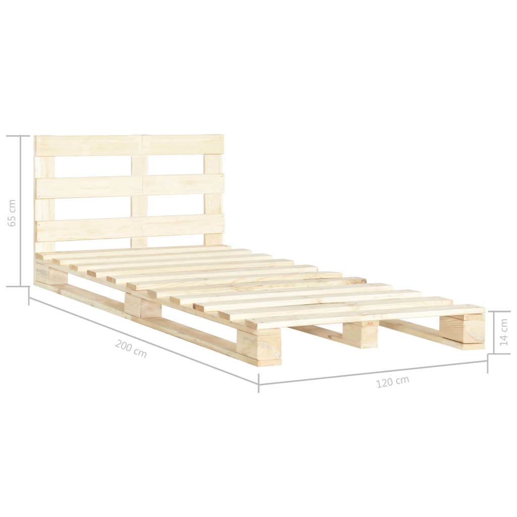 Bedframe pallet massief grenenhout 140x200 cm