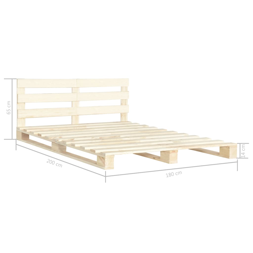 Bedframe pallet massief grenenhout 140x200 cm