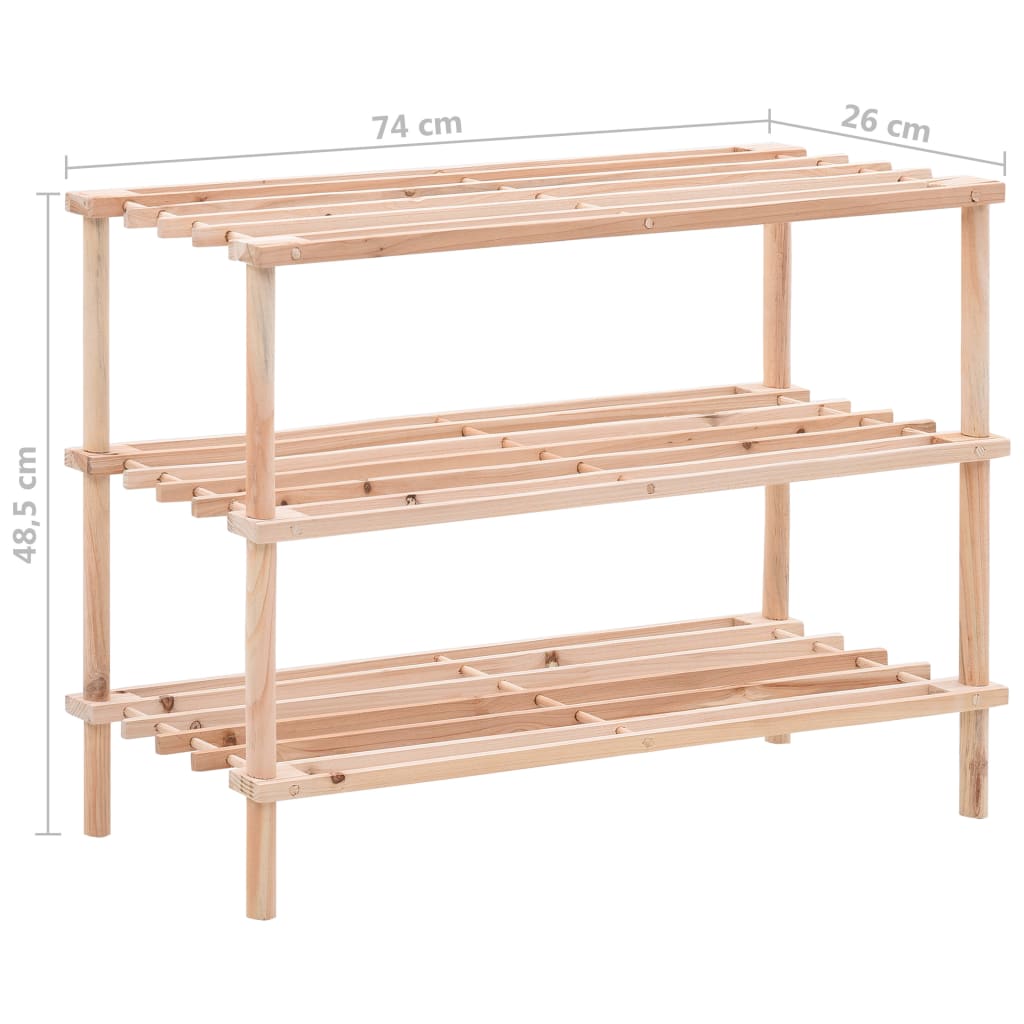 Étagère à chaussures avec 4 étagères 2 pcs en bois de pin massif