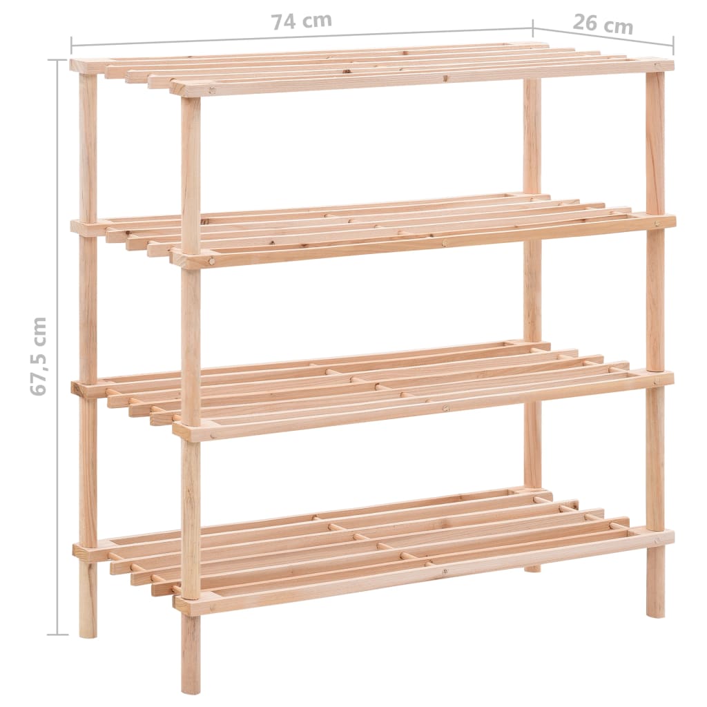 Étagère à chaussures avec 4 étagères 2 pcs en bois de pin massif