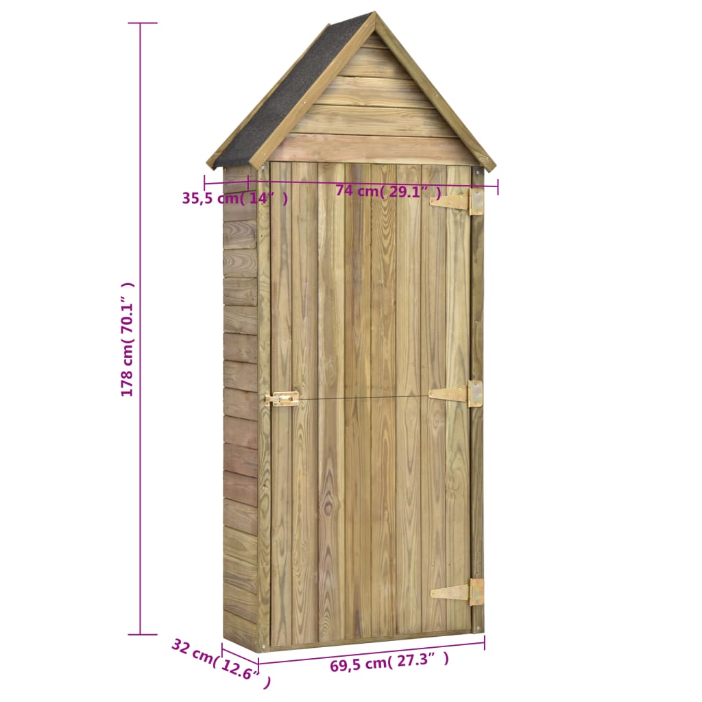 Abri de jardin avec porte 107x107x220 cm bois de pin imprégné