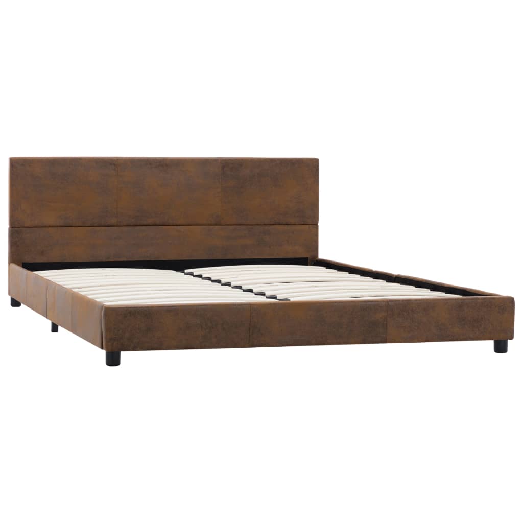 Bedframe kunstsuède bruin 90x200 cm