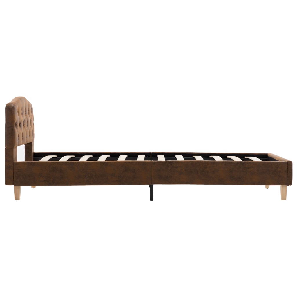 Bedframe kunstsuède bruin 180x200 cm