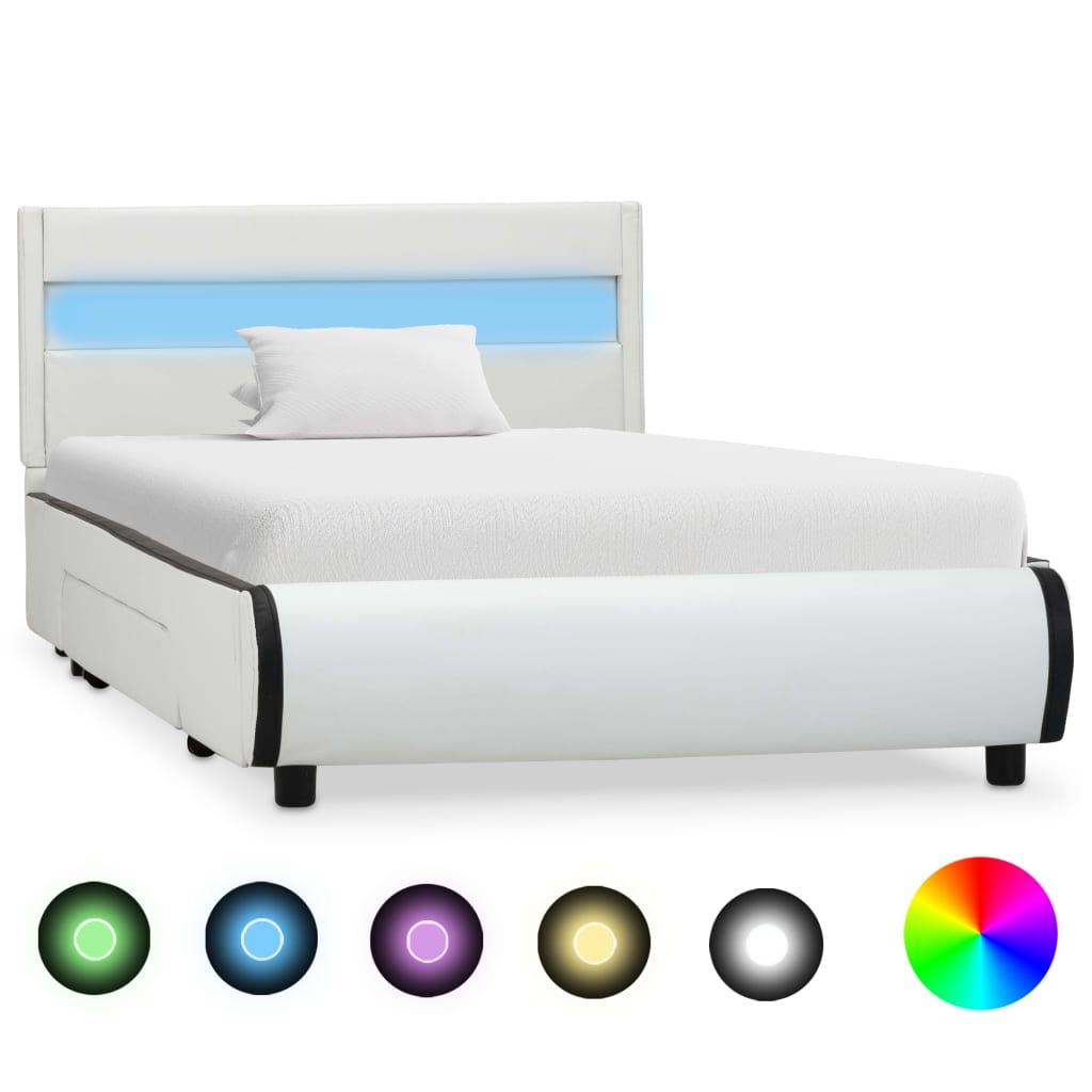 Bedframe met LED kunstleer zwart 140x200 cm