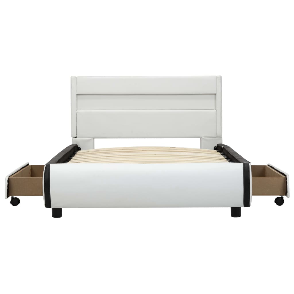 Bedframe met LED kunstleer zwart 140x200 cm