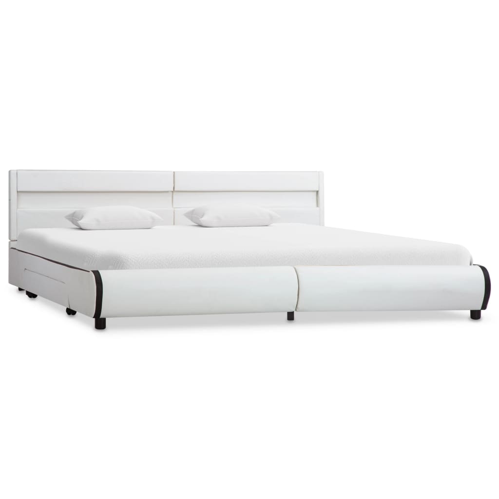 Bedframe met LED kunstleer zwart 140x200 cm