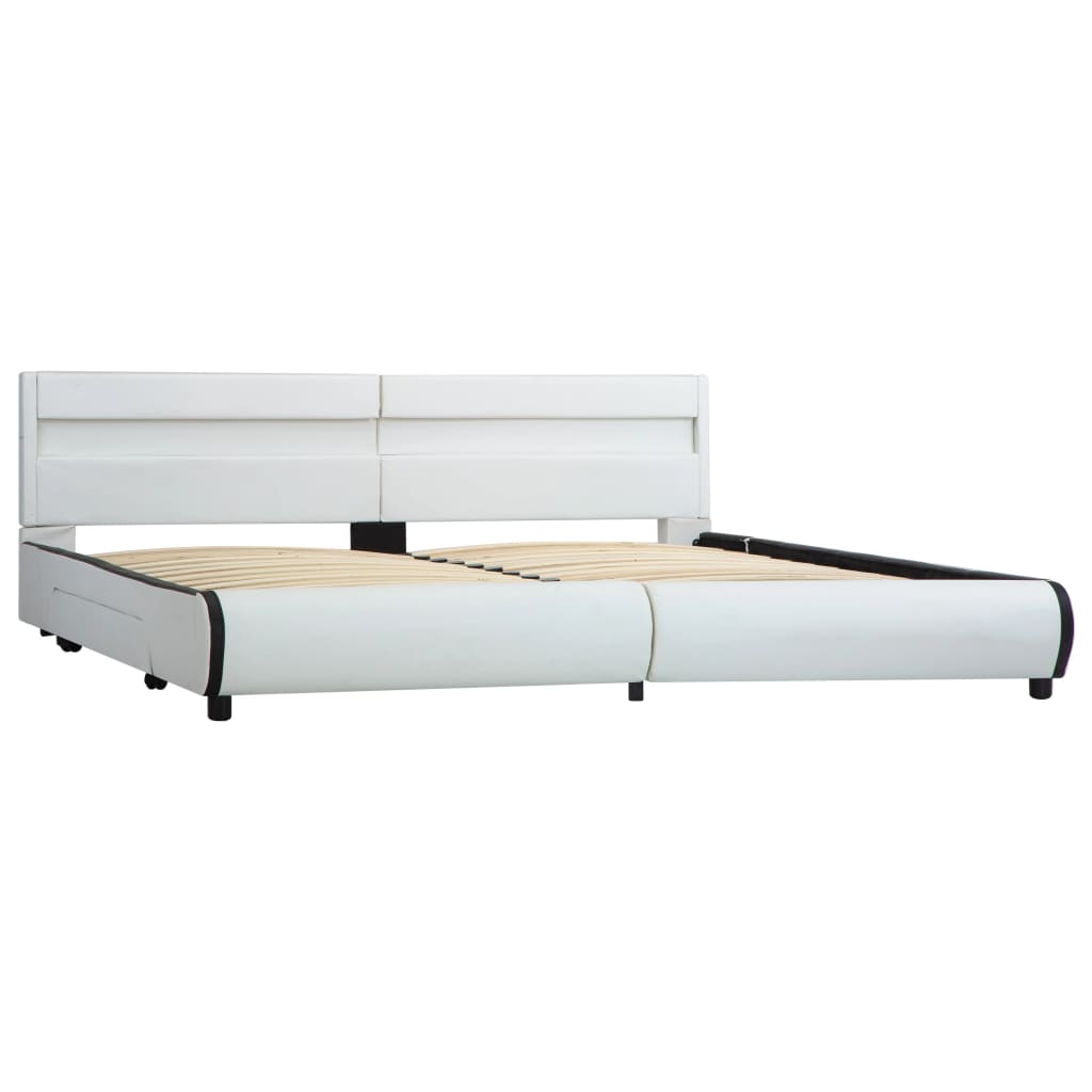 Bedframe met LED kunstleer zwart 140x200 cm