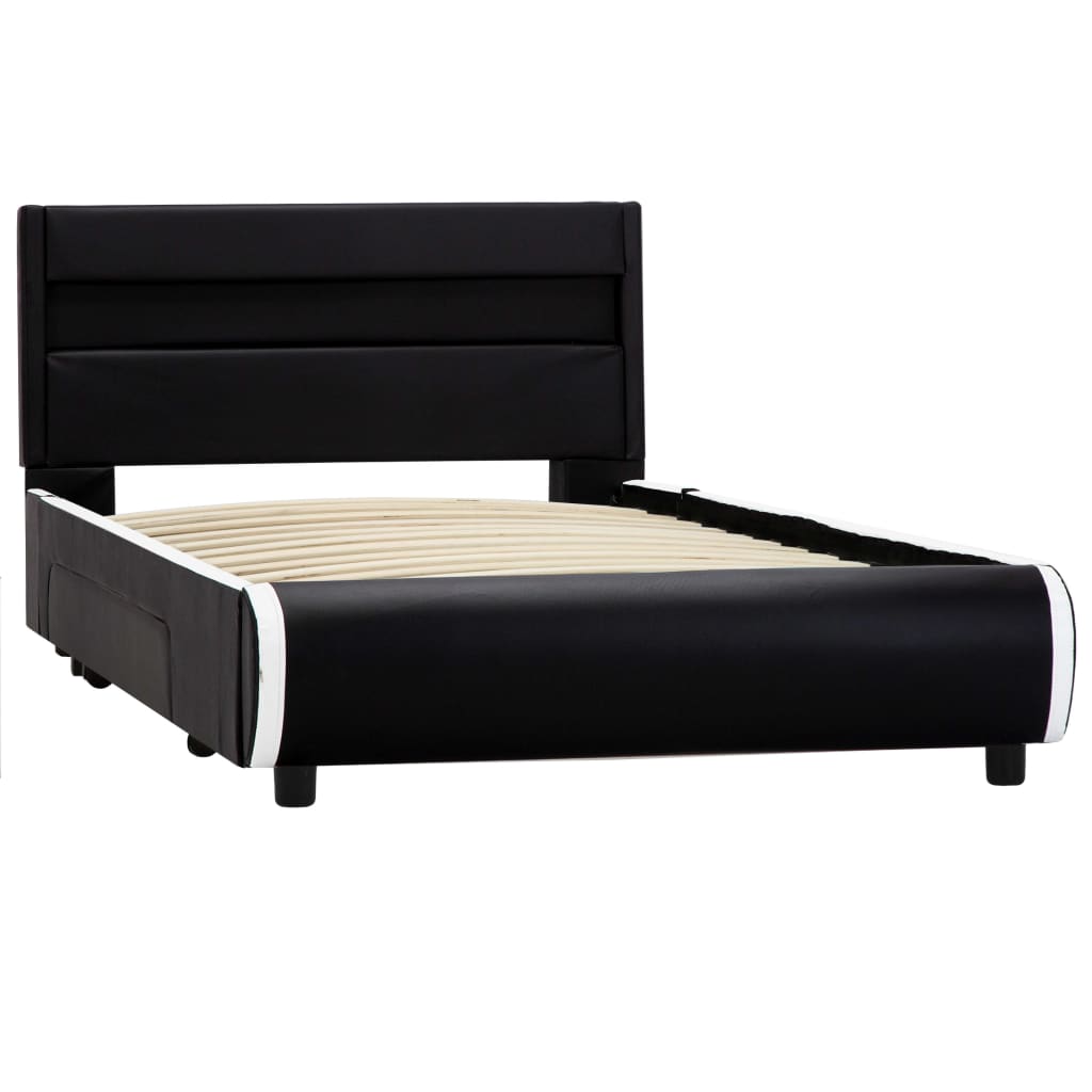 Bedframe met LED kunstleer zwart 140x200 cm