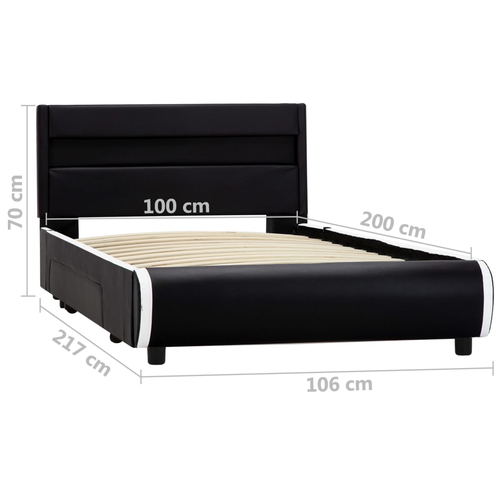 Bedframe met LED kunstleer zwart 140x200 cm