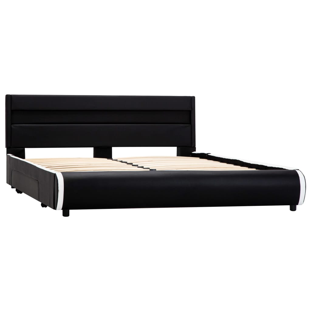 Bedframe met LED kunstleer zwart 140x200 cm