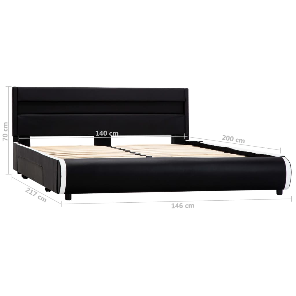 Bedframe met LED kunstleer zwart 140x200 cm