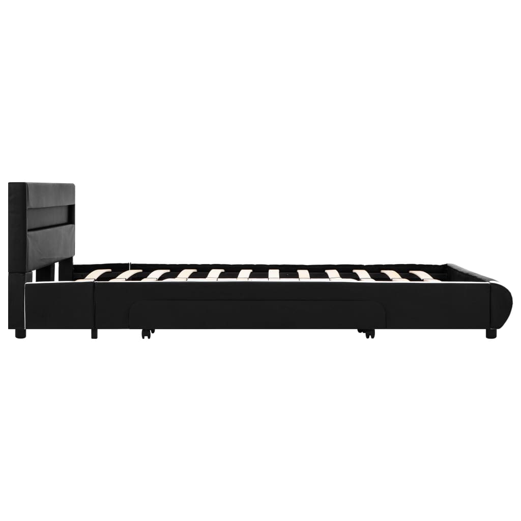 Bedframe met LED kunstleer zwart 140x200 cm