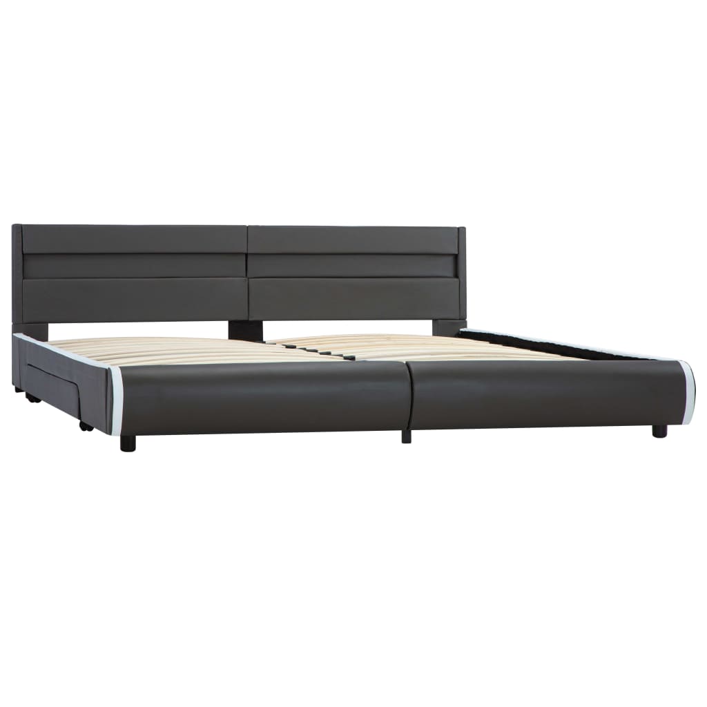 Bedframe met LED kunstleer zwart 140x200 cm