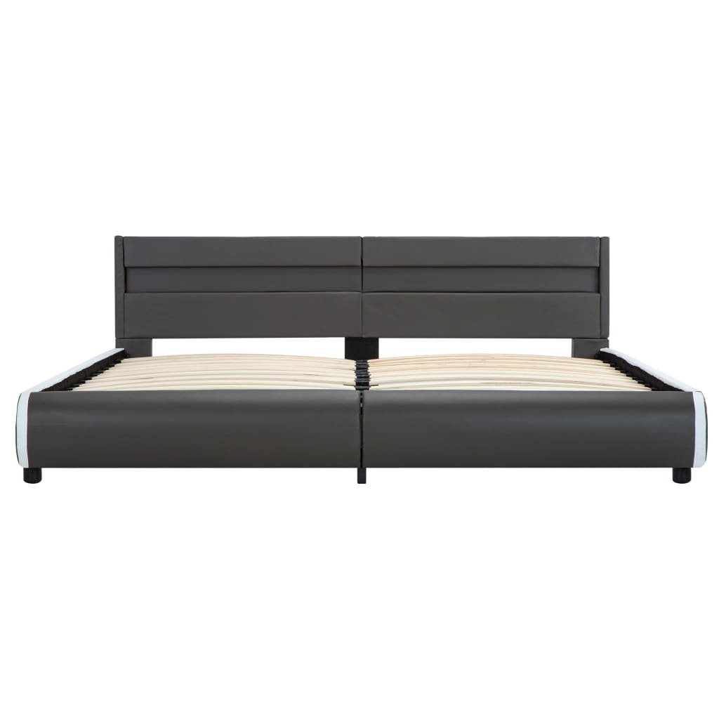 Bedframe met LED kunstleer zwart 140x200 cm