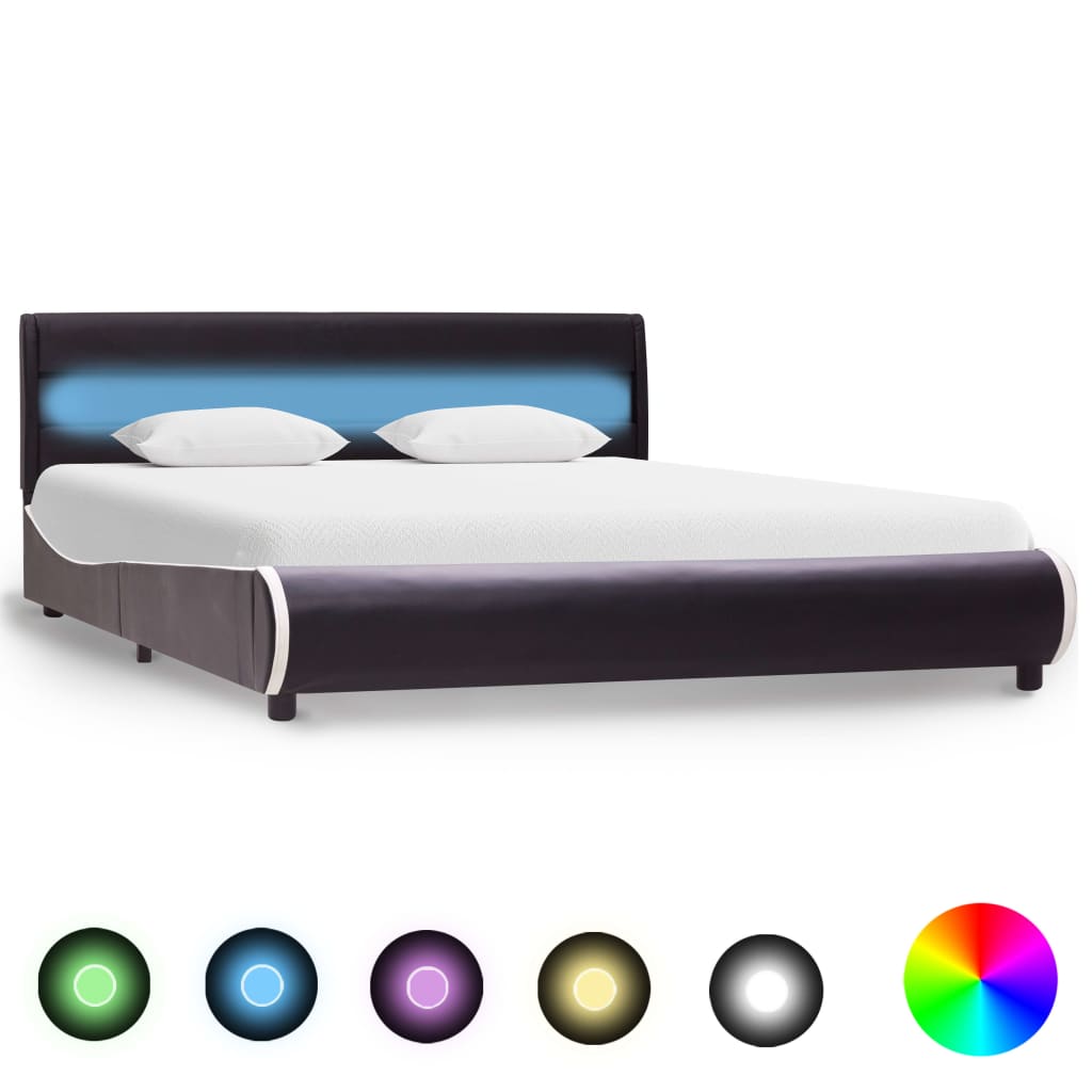 Bedframe met LED kunstleer 160x200 cm