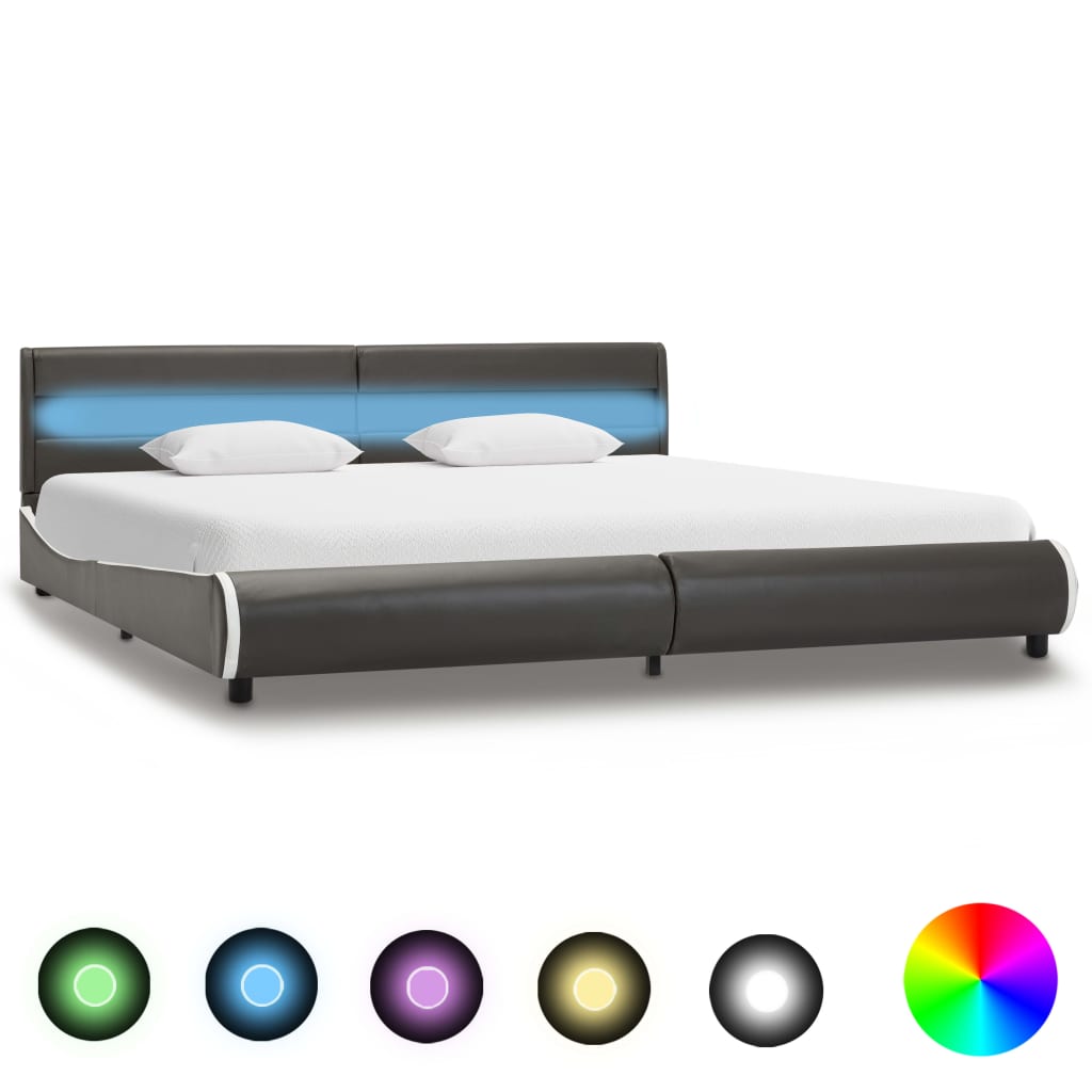 Bedframe met LED kunstleer 160x200 cm