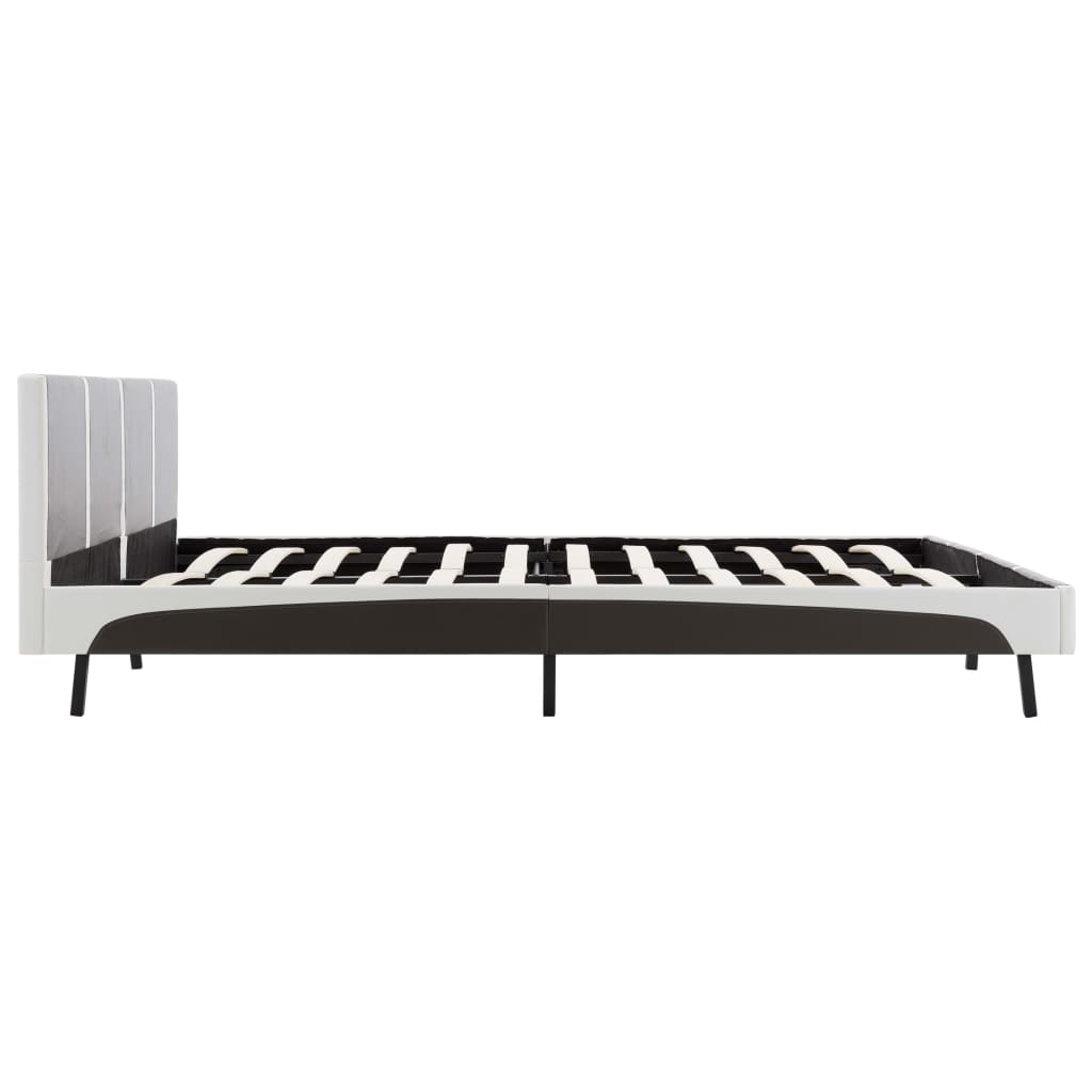 Lit avec matelas en simili cuir gris et blanc 180x200 cm