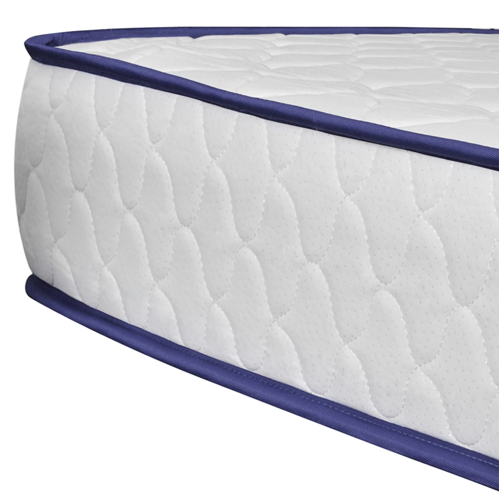 Lit avec matelas à mémoire de forme cuir artificiel blanc 90x200 cm