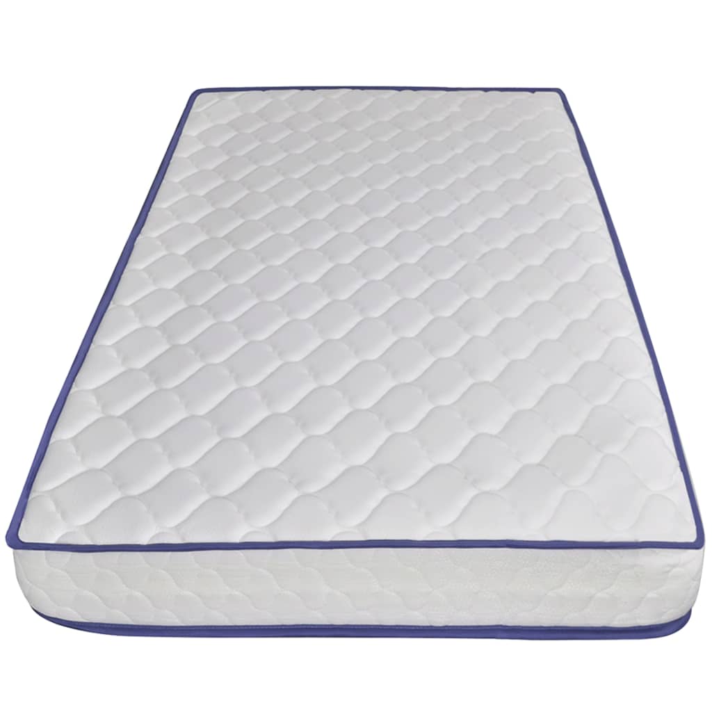 Lit avec matelas à mémoire de forme cuir artificiel blanc 90x200 cm