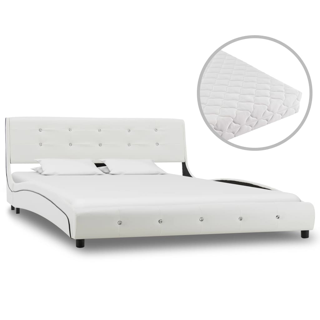 Lit avec matelas en cuir artificiel 140x200 cm