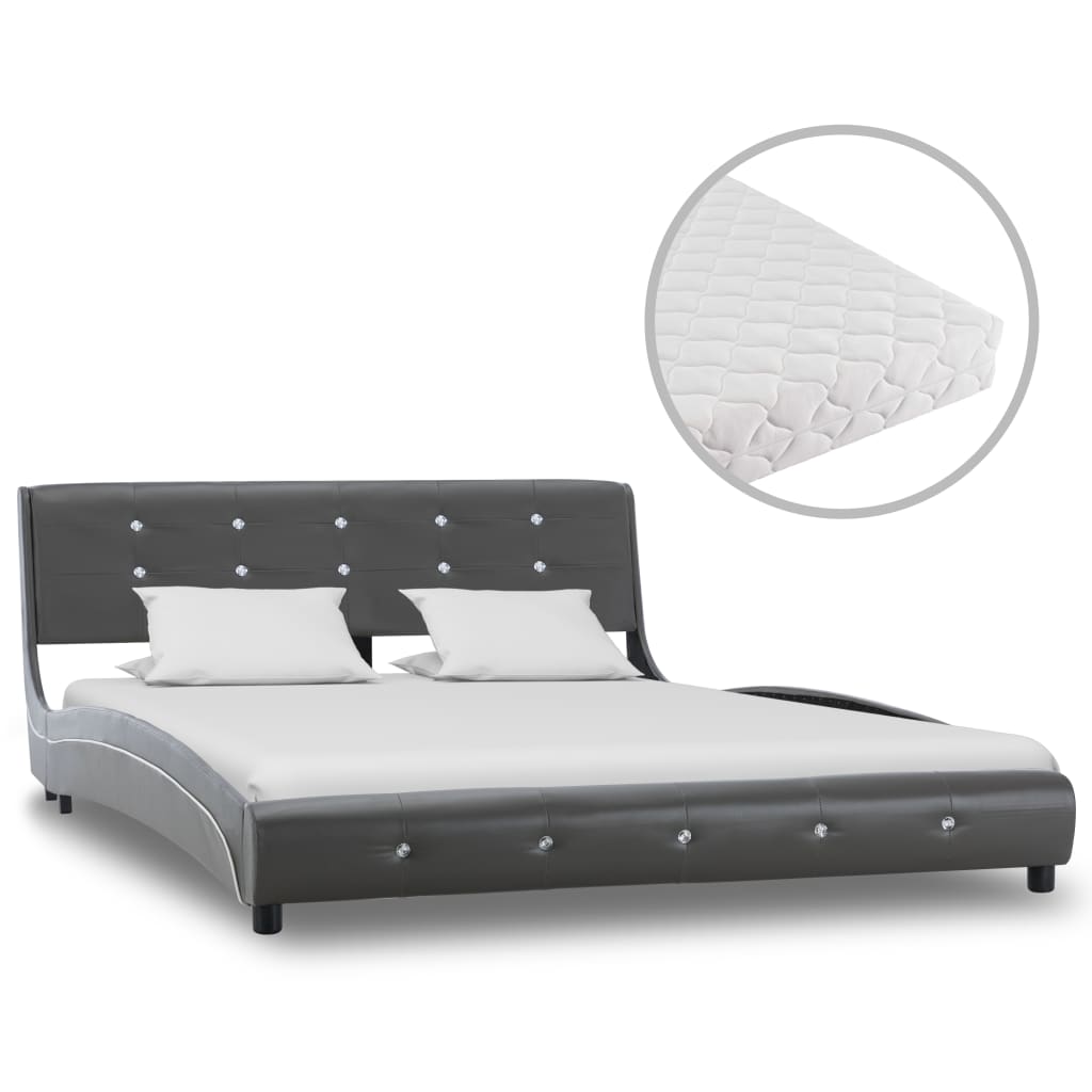 Bed met matras kunstleer 140x200 cm