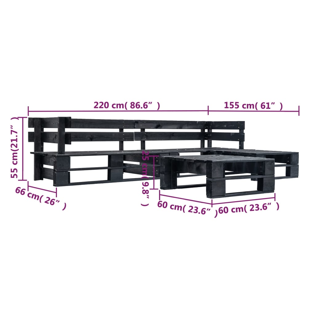 4-delige Loungeset pallet hout