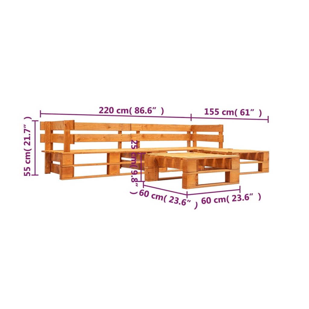 Ensemble Lounge 4 pièces en bois de palette