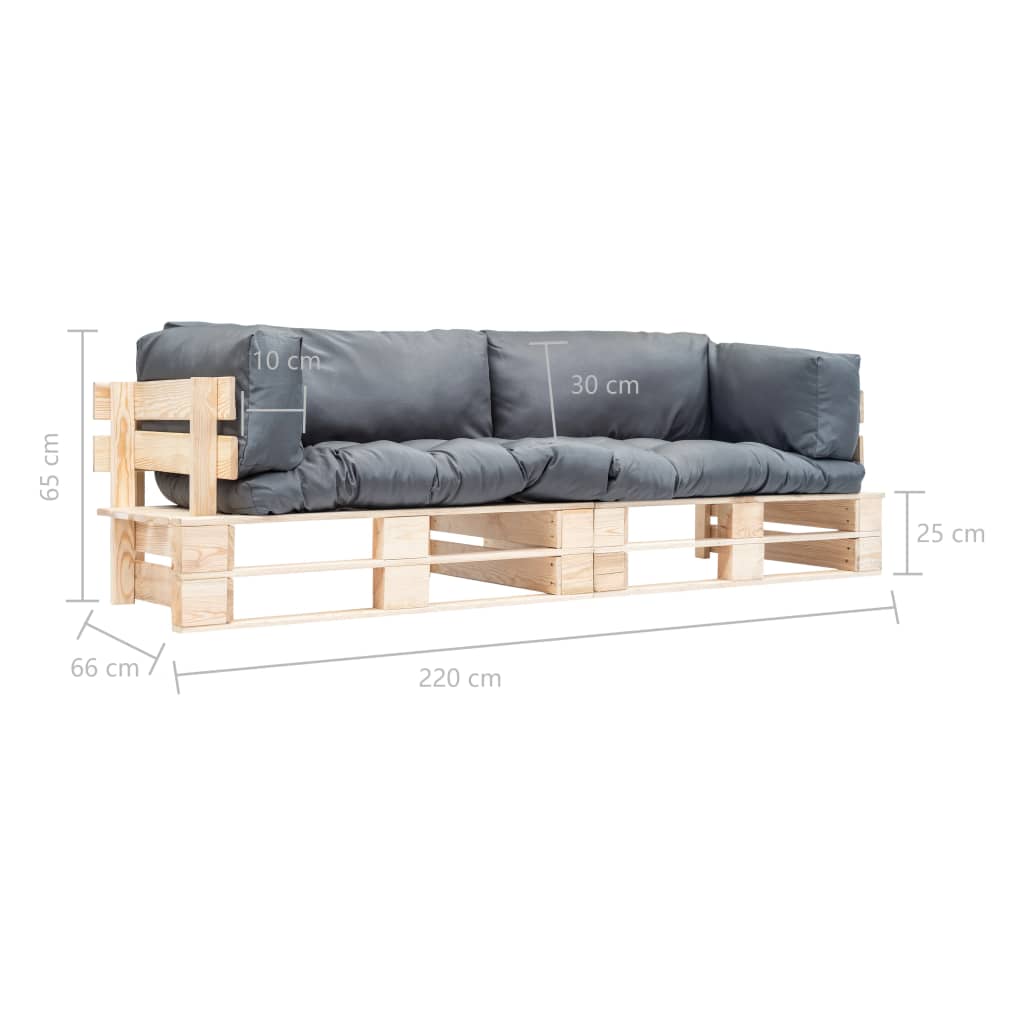 2-delige Tuinbankenset pallet met rode kussens grenenhout