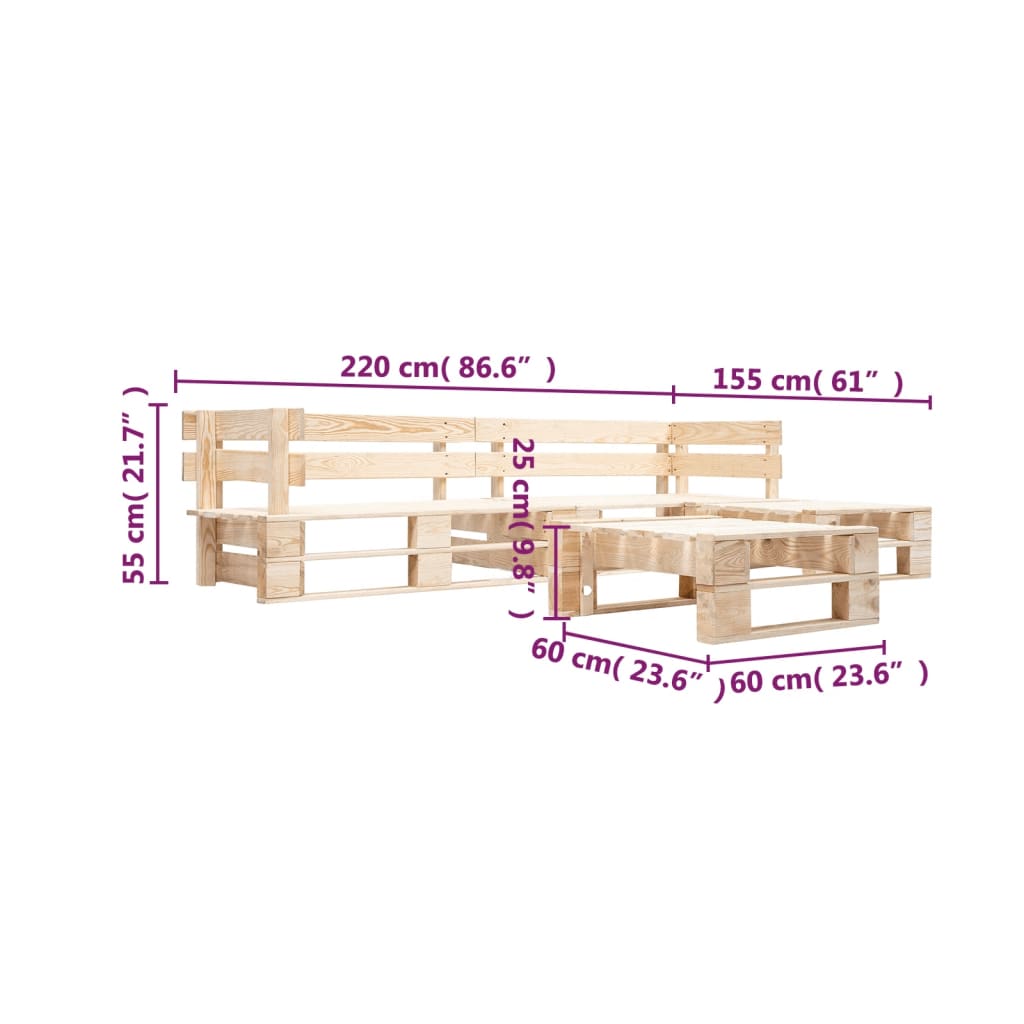 4-delige Loungeset pallet hout