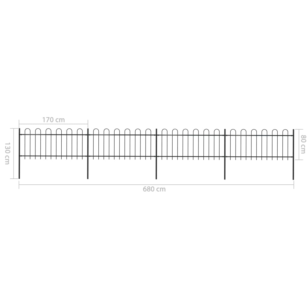 Tuinhek met ronde bovenkant 15,3x0,8 m staal zwart