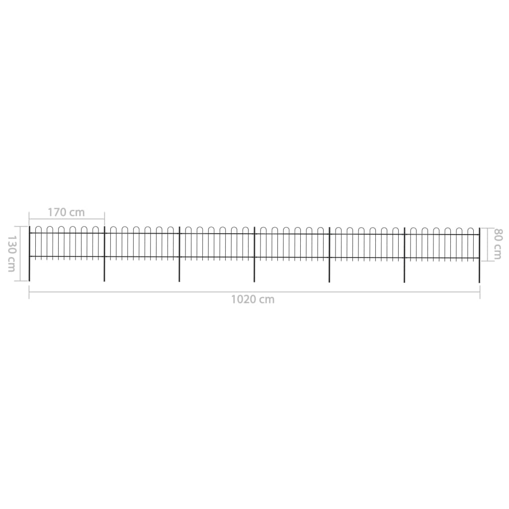 Tuinhek met ronde bovenkant 15,3x0,8 m staal zwart