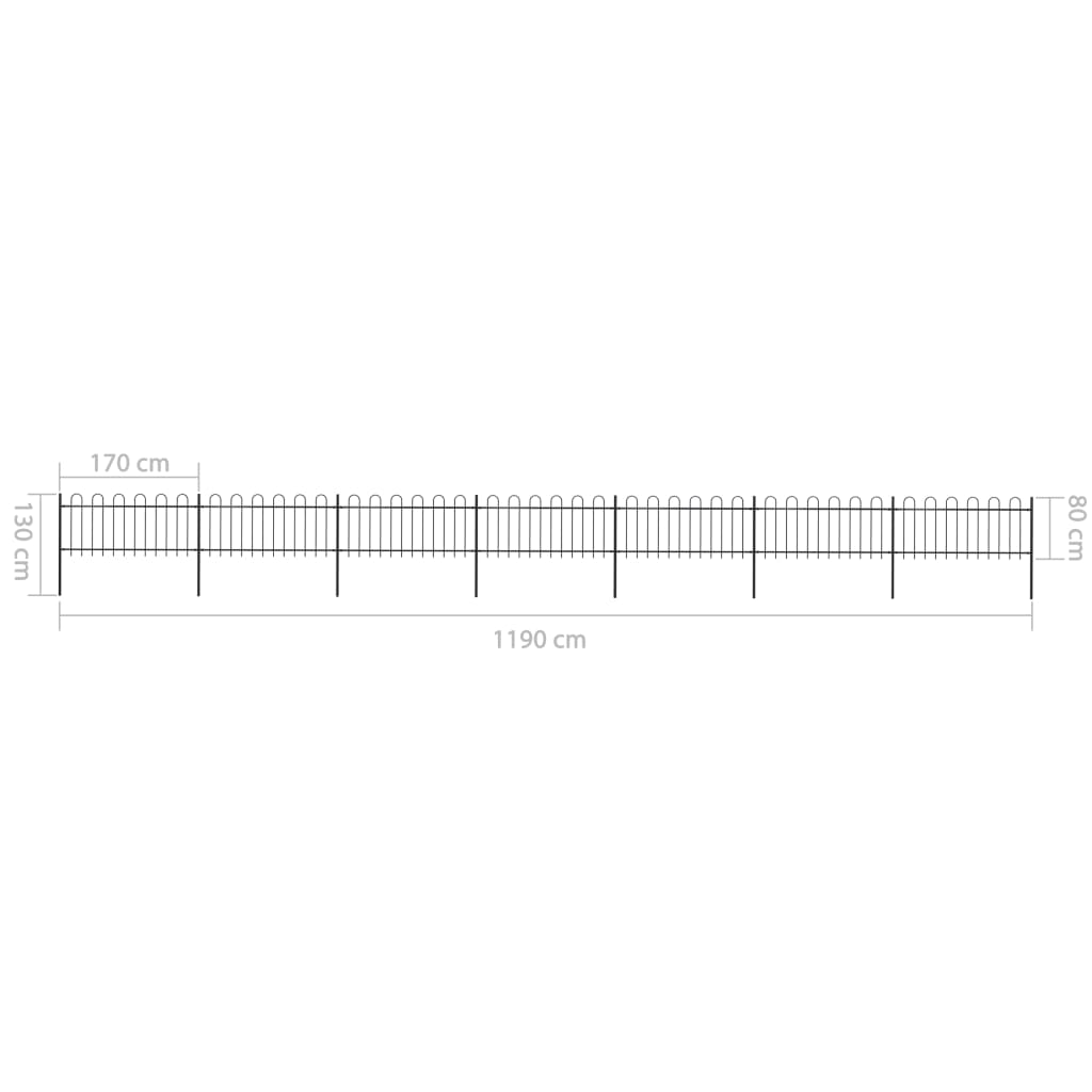 Tuinhek met ronde bovenkant 15,3x0,8 m staal zwart