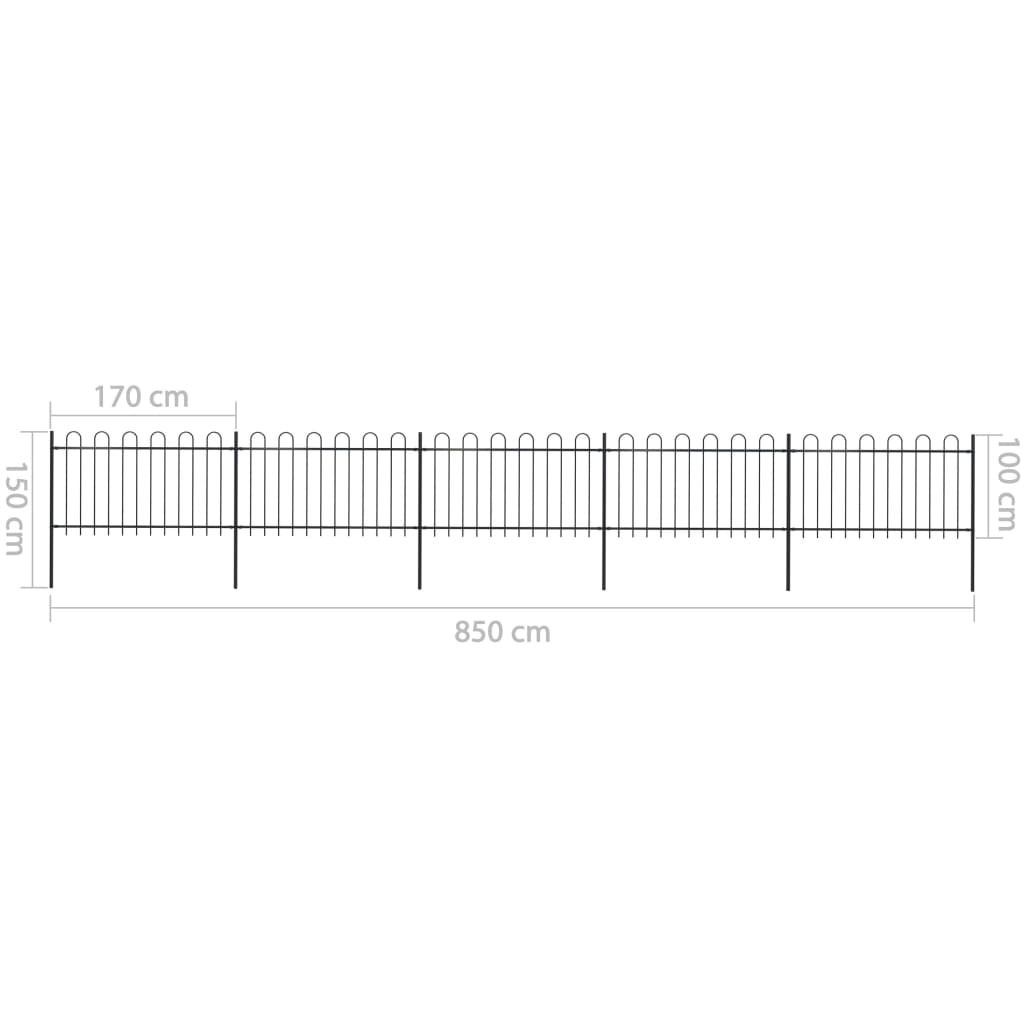 Tuinhek met ronde bovenkant 15,3x0,8 m staal zwart