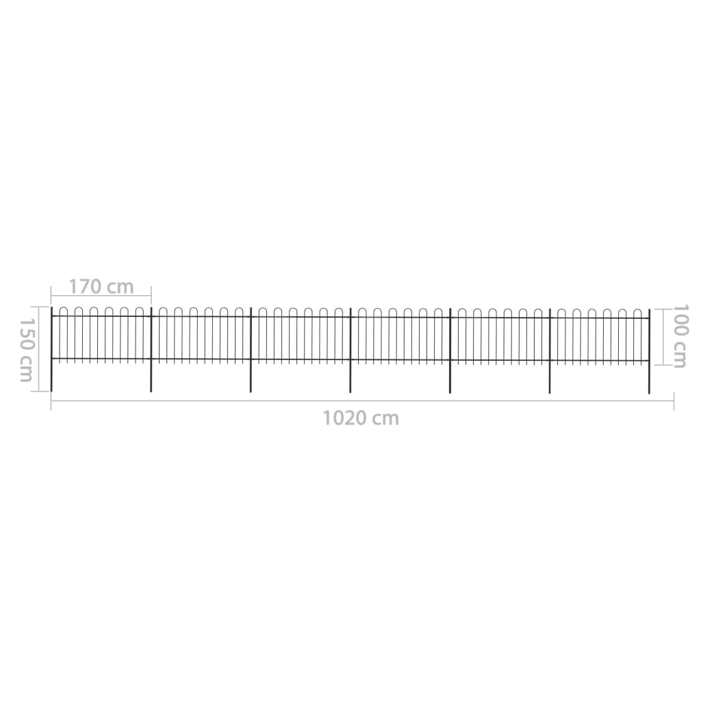 Tuinhek met ronde bovenkant 15,3x0,8 m staal zwart