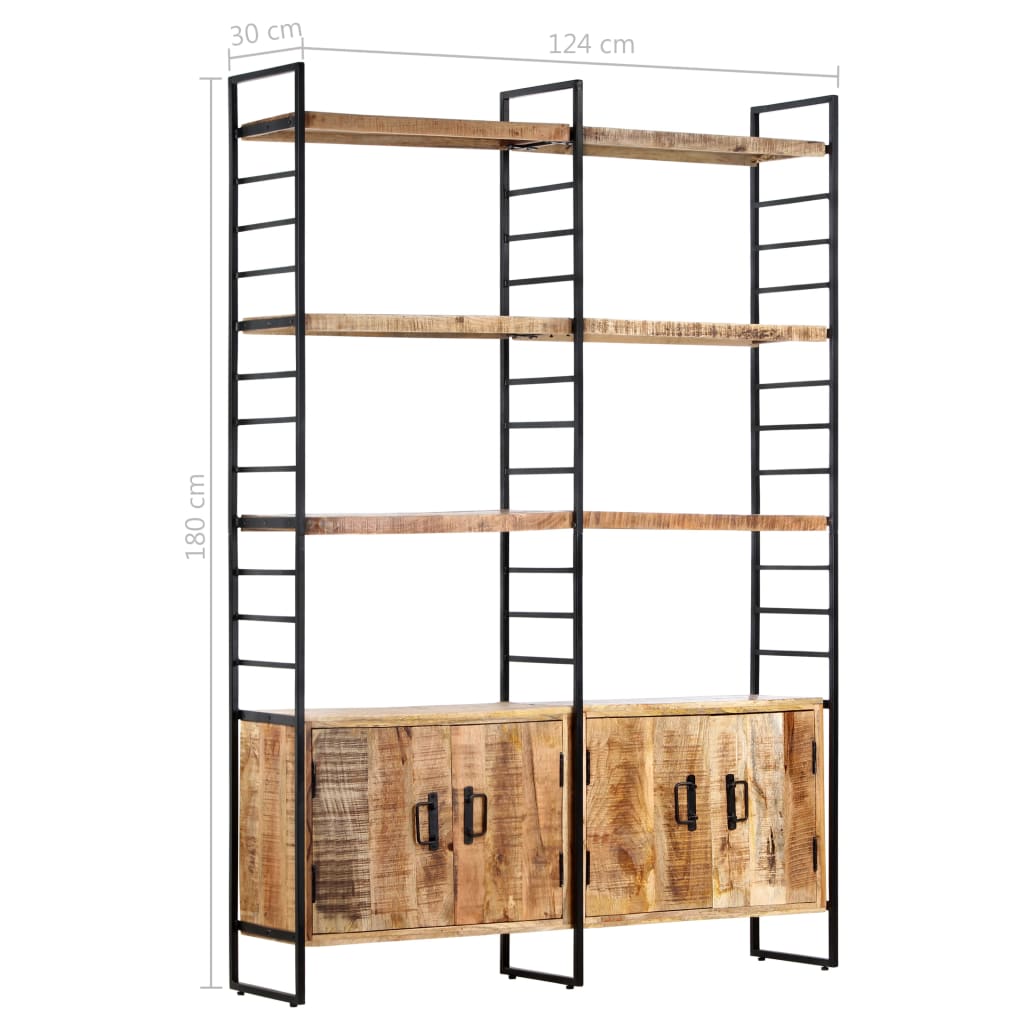 Boekenkast met 4 schappen 124x30x180 cm massief mangohout