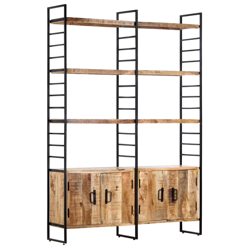 Boekenkast met 4 schappen 124x30x180 cm massief mangohout