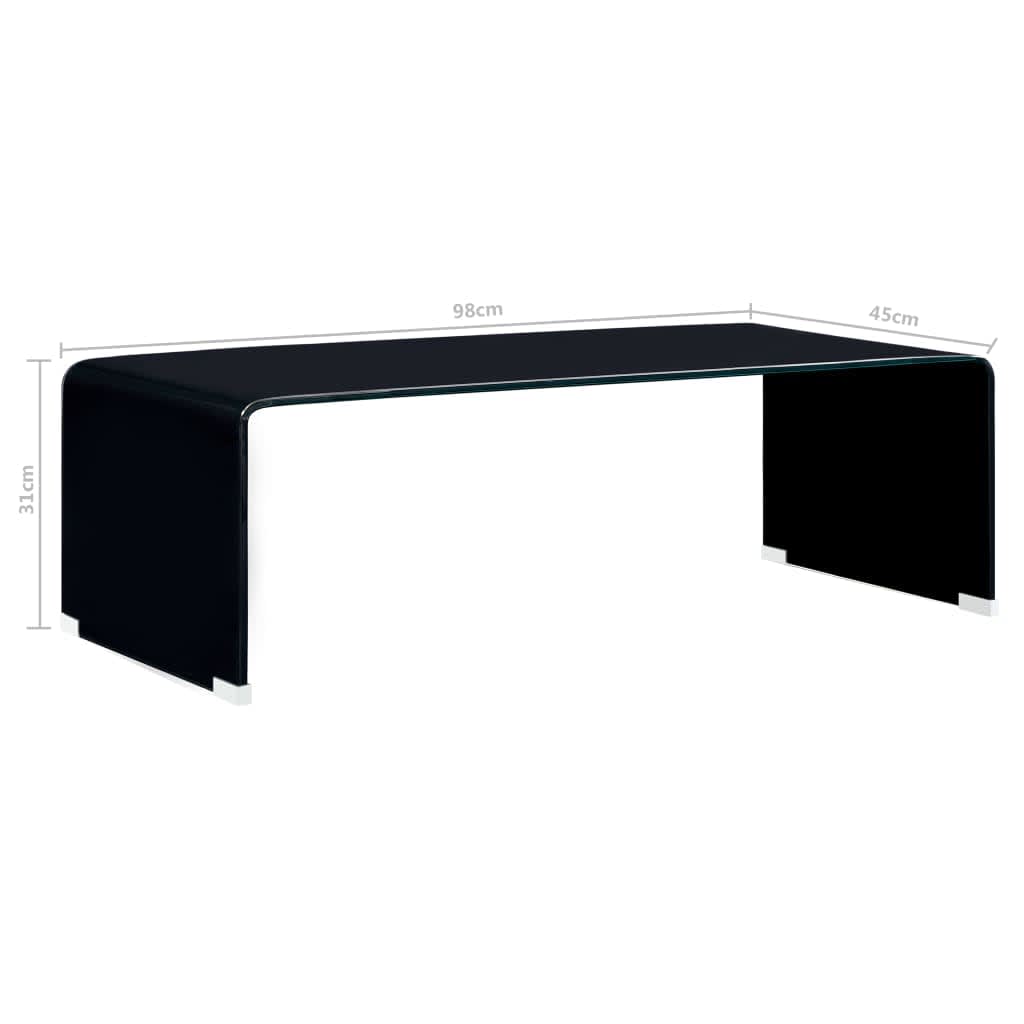 Salontafel 98x45x31 cm gehard glas zwart