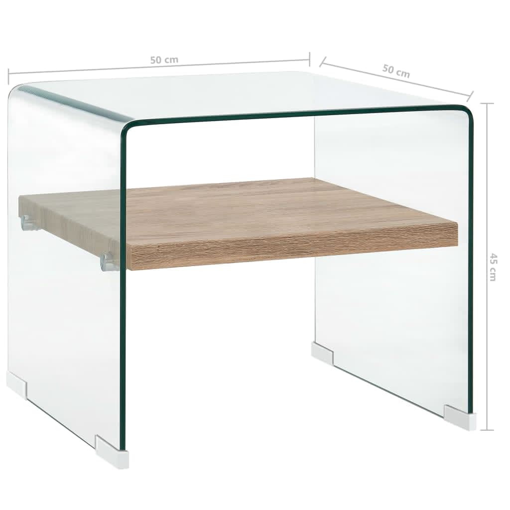 Salontafel 50x50x45 cm gehard glas transparant