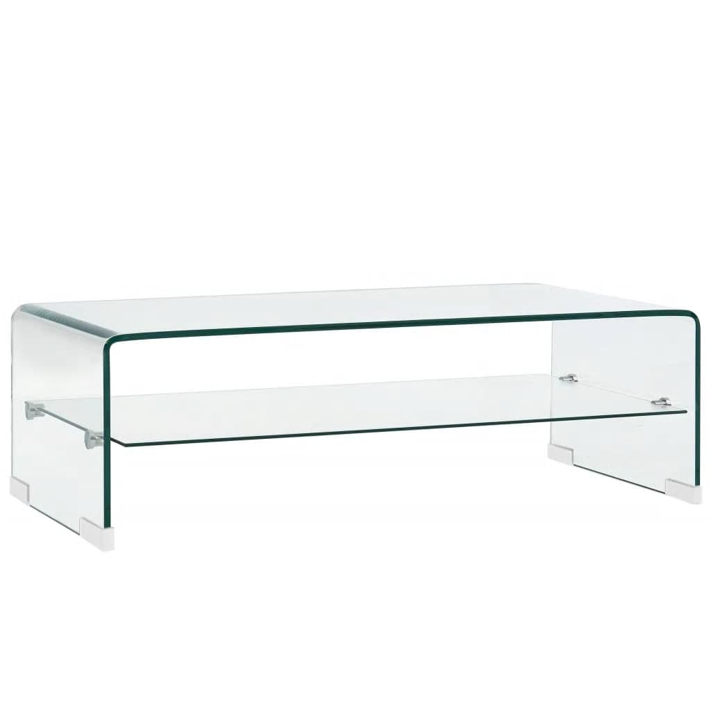 Table basse 98x45x31 cm verre trempé transparent